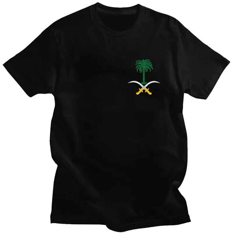 Custom Emblem Of Saudi Arabia T Shirts Men Short-Sleeve T-shirt Streetwear Tee 100% Cotton Oversized Tshirts Gift