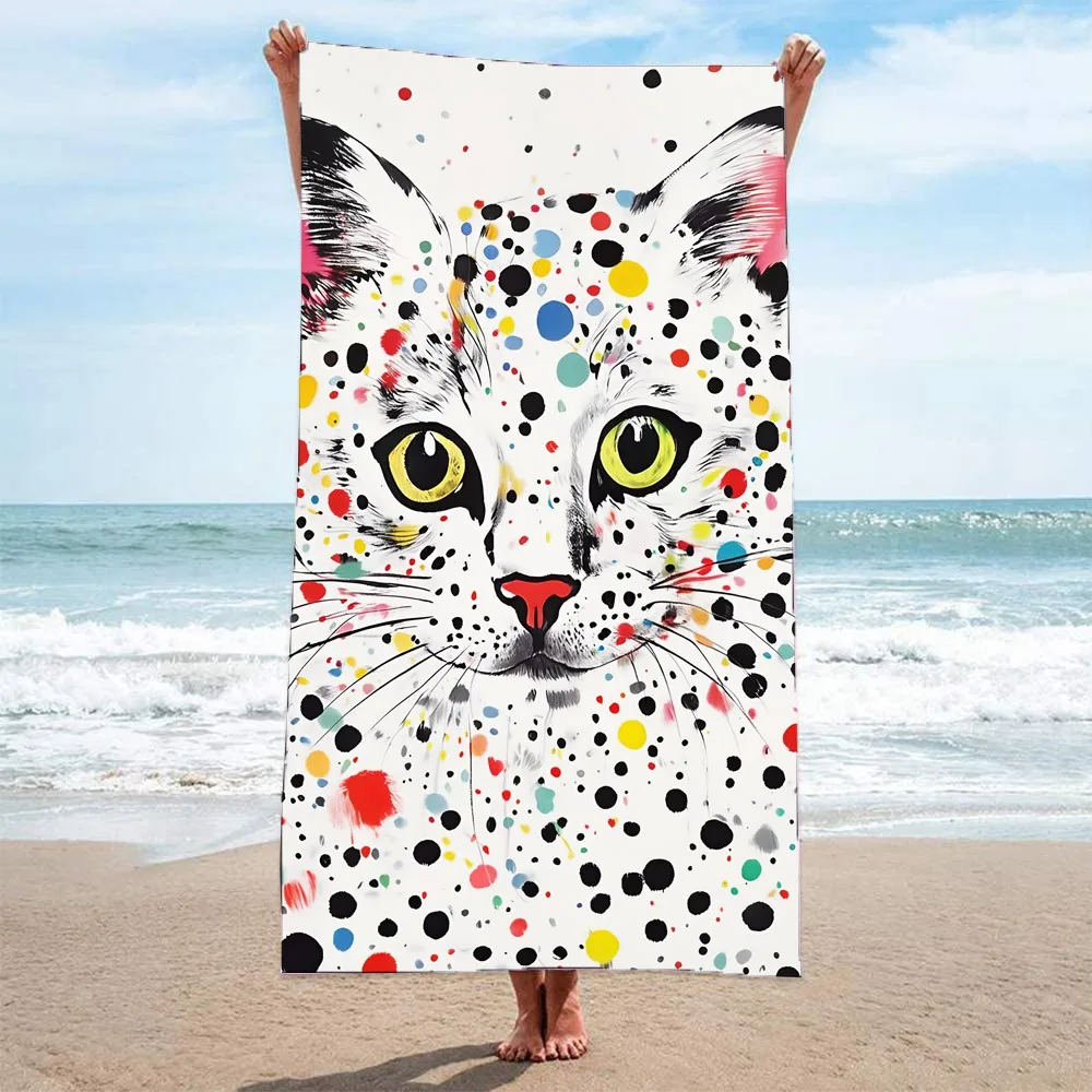 

Spotted Dots Cat Beach Towel,Large Towel,Sports Gym,Pool,Swim Club,Holiday Xmas Christmas Birthday Gift,Drop Shipping,Wholesale