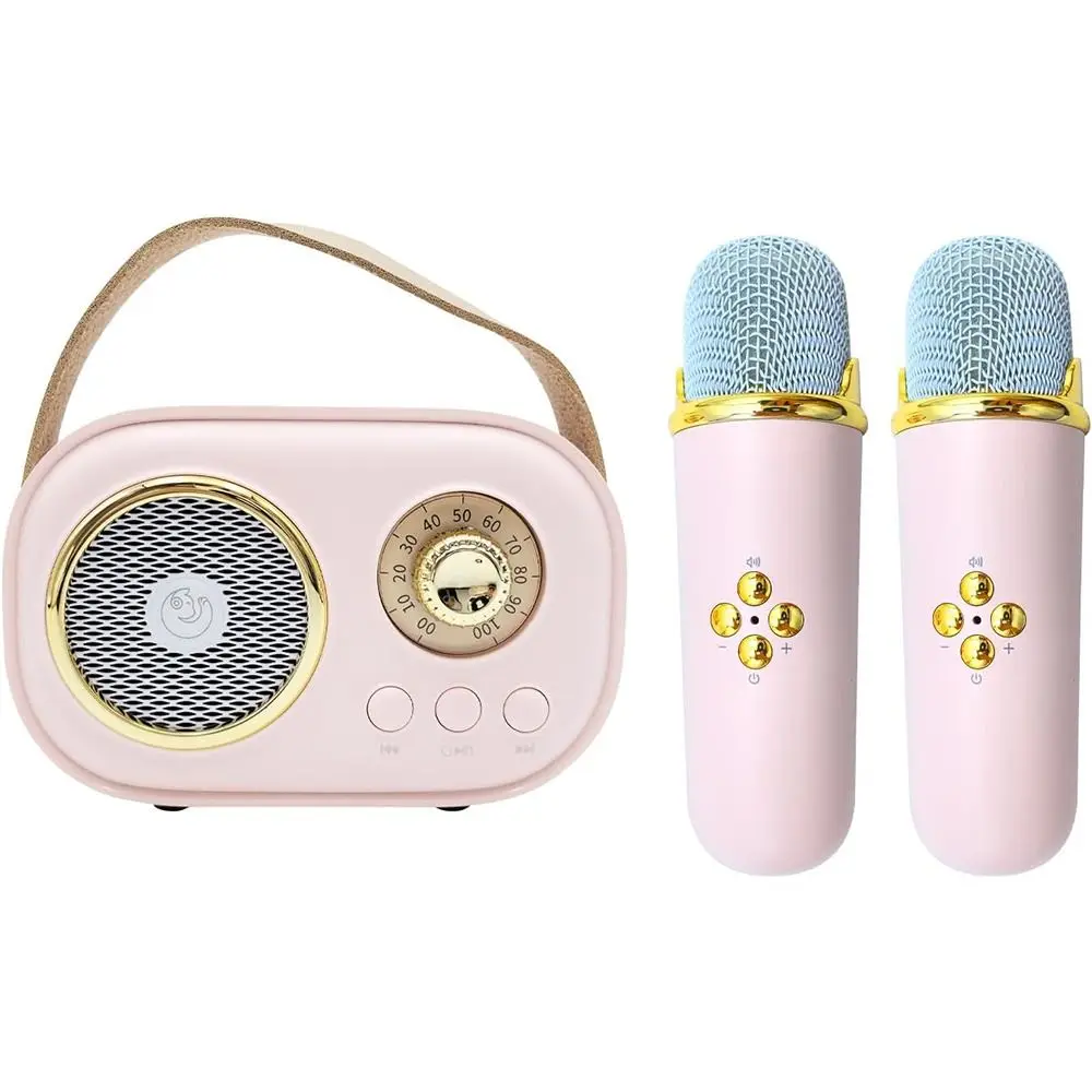 

Portable Mini Karaoke Machine with 2 Wireless Microphones Rechargeable Bluetooth Speaker Extended Playtime Long-time Use