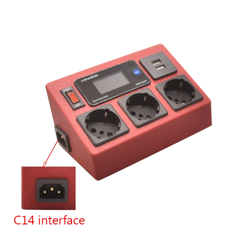 Desktop Power Strip Table Socket with Switch 3ways EU Socket 2USB Port Voltmeter Ammeter,C14 interface