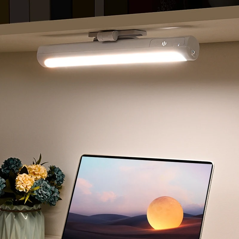 

Вращающаяся магнитная светодиодная лампа - перезаряжаемая через USB, с бесступенчатым затемнением, 3 цвета для настольного шкафа, шкафа, ночника