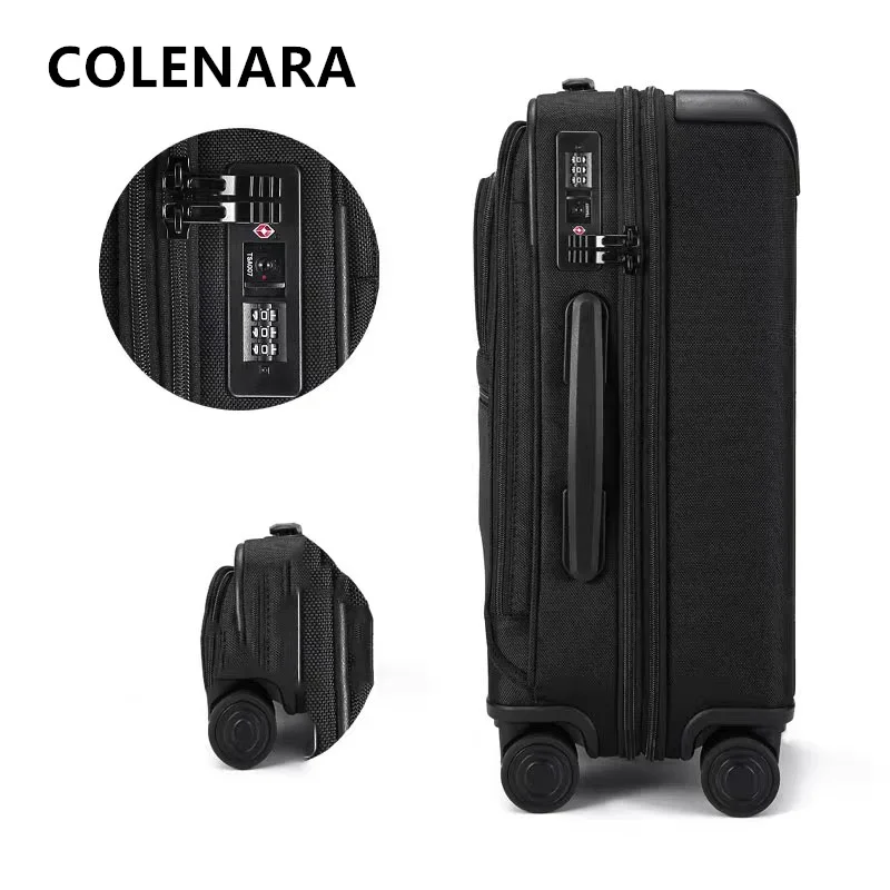 COLENARA Zipper Suitcase Boarding Box Expandable Oxford Cloth Waterproof Trolley Case 20 Inches Universal Wheel Rolling Luggage