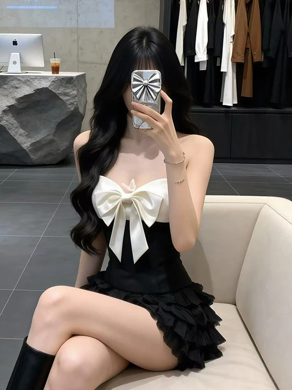 

Spring 2026 Unique Beautiful Color Blo 3D Knot Vest Strap Cake f Skirt Two Piece Set Women's Faion Ensemble