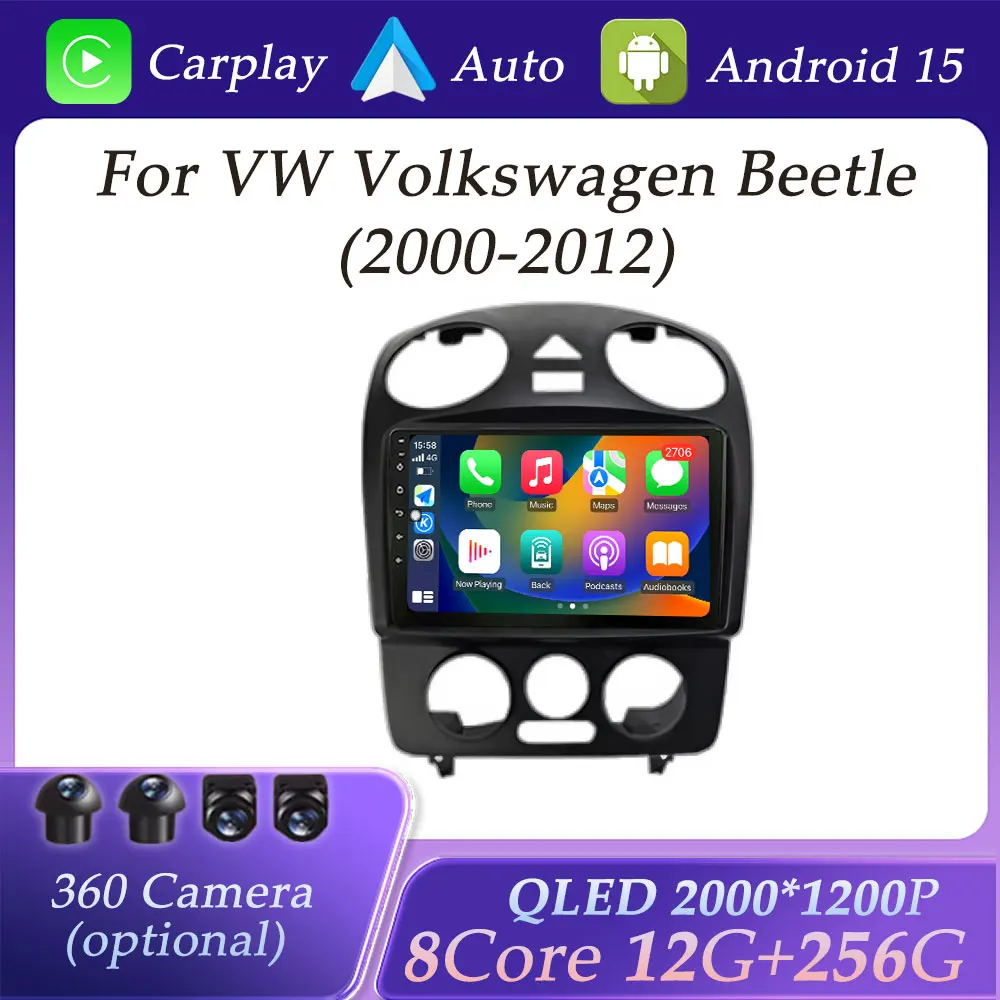 Car Radio Video Audio Multimedia Player for VW Volkswagen Beetle 2000-2012 HD Screen CarPlay GPS Navigation HD Screen DSP Stereo