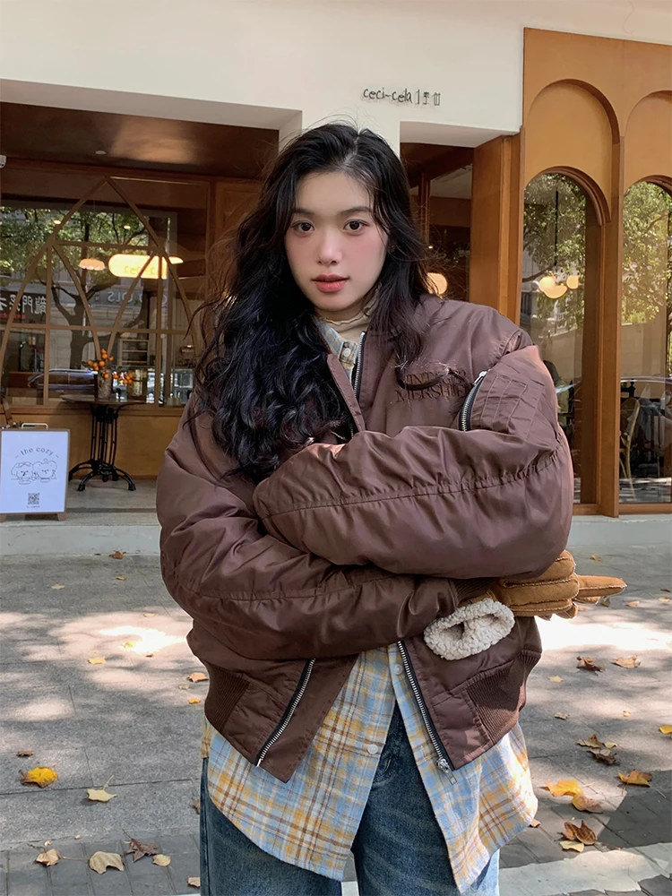 

Nidibla Winter New Release Harajuku Sle Women's Loose Baseball Jaet Cotton Bread Jaet Streetwear Pilot Coat Top