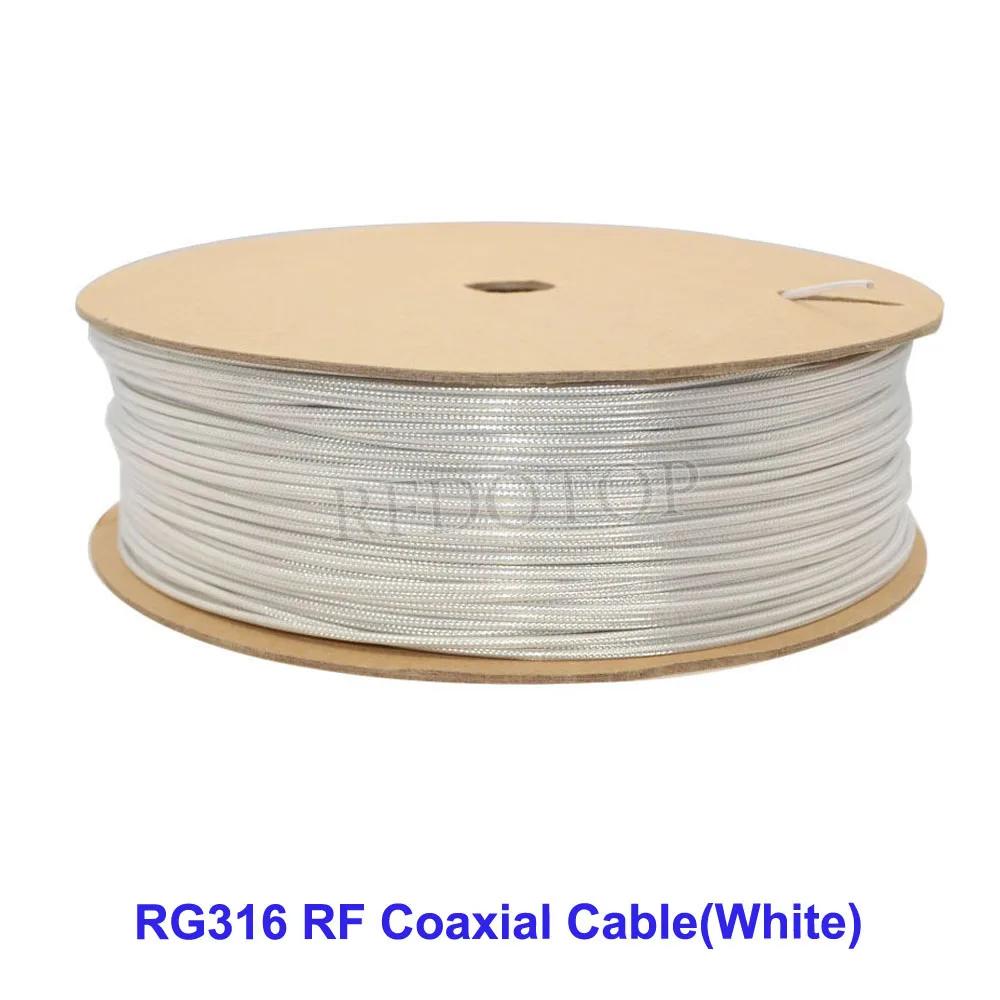 1M-250M White RG316 Coax Coaxial Cable 50 Ohm Low Loss for Crimp Connector RG-316 High Quality