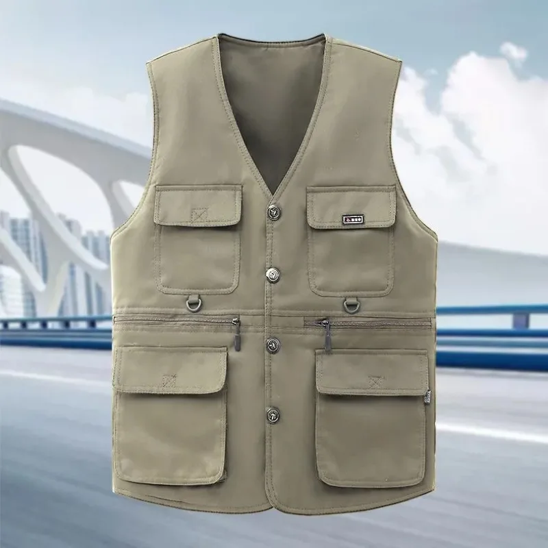 

Мужской рабочий жилет с множеством карманов, легкая безрукавка для рыбалки и фотографии