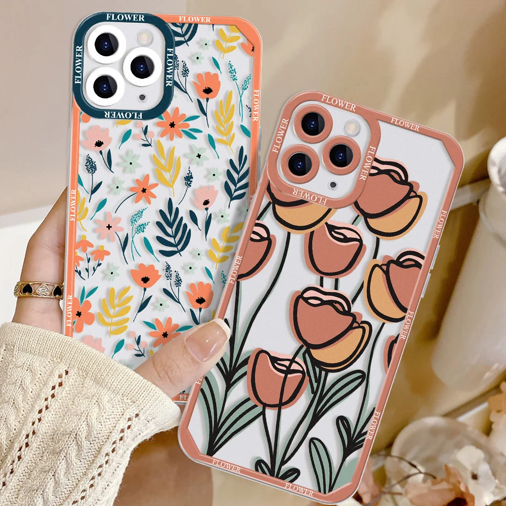 Clear Flower Case For OPPO A94 5G A95 A96 A74 A54 5G A52 A72 A92 A53S A55 A56 A12 A73 A16 A15 A1K A3S A5S A12 Soft Silicon Cover