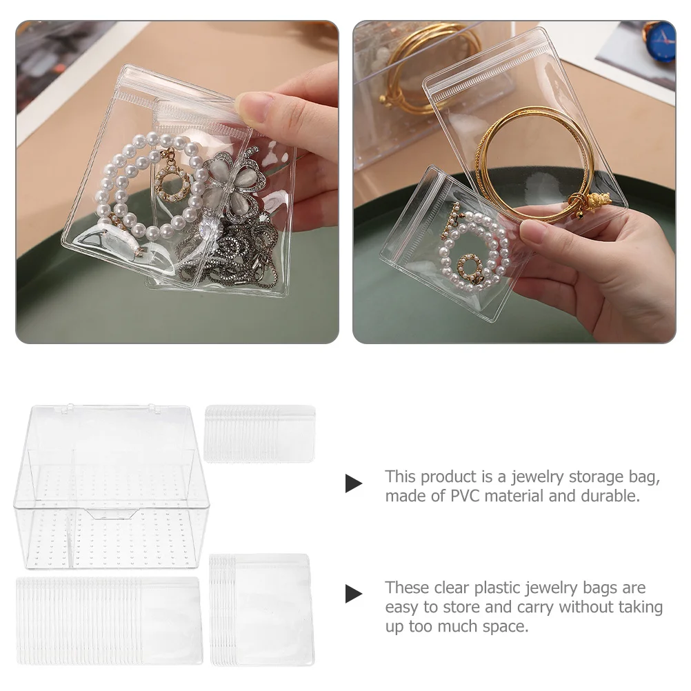 

1 комплект, 1 комплект, прозрачная акриловая коробка для хранения ювелирных изделий, утолщенный органайзер для сережек, прозрачная дорожная сумка из ПВХ, самозапечатывающаяся для малого бизнеса