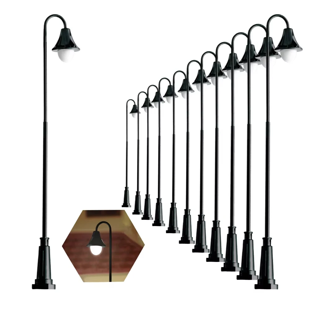 2PCS Miniature Street Lamp Model 12V LED Light For DIY Architecture Building Kits Railway Train Garden Scene Layout Material