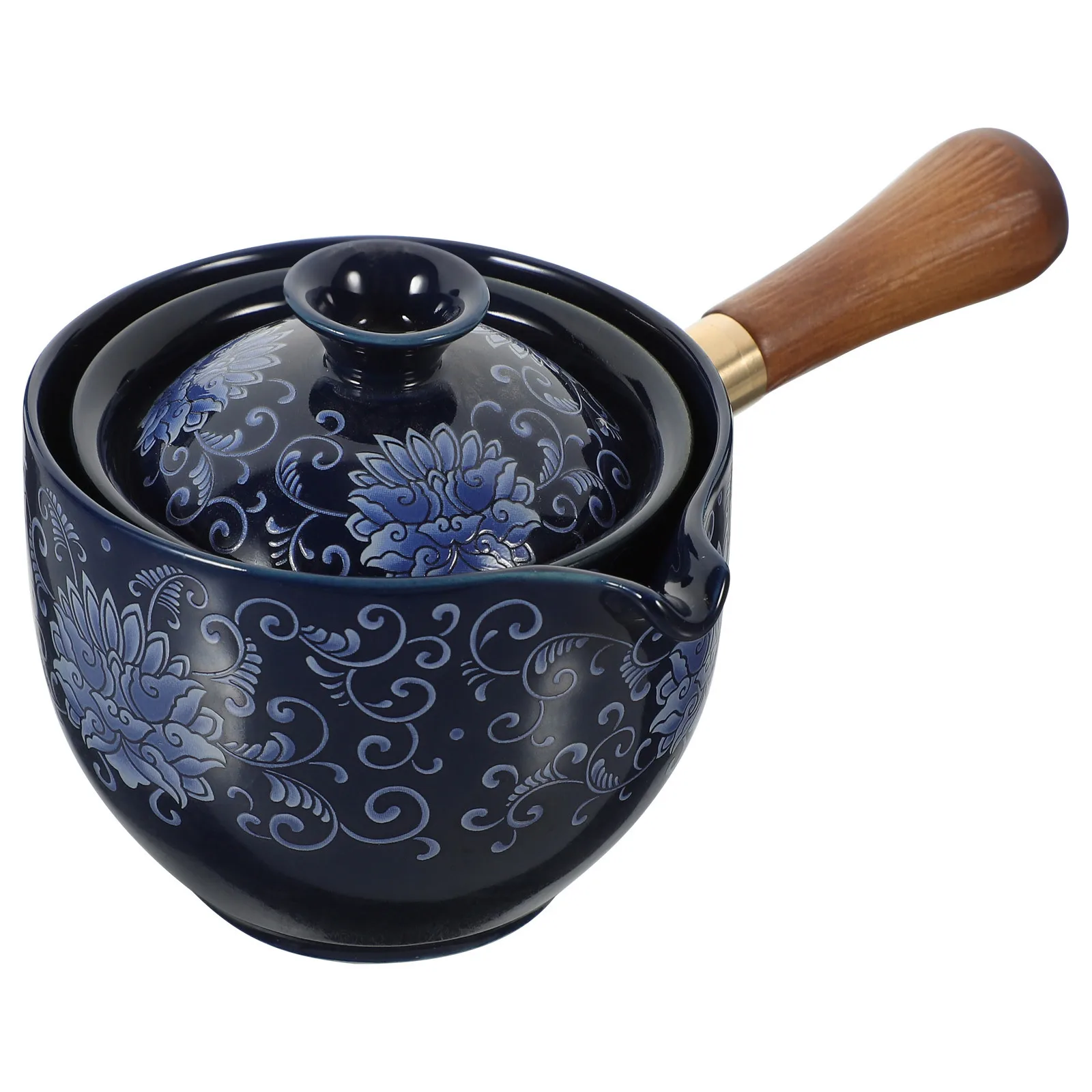 

Rotating Teapot Ceramic 360 Degree Rotation Chinese Traditional Tea Pot For Home Office Loose Tea Brewing Side Handle Heat