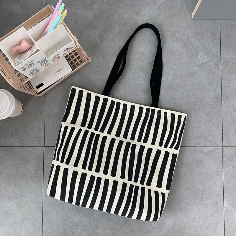 Bolso de lona de diseño Simple para mujer, bolsa de compras de un hombro con cremallera para estudiantes universitarios, nuevo