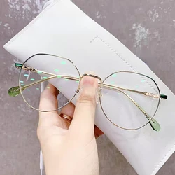 Myopia Glasses Women Anti Blue Light Computer Eyeglasses Men Ultralight Metal Round Frame Optical Nearsighted Eyewear 0 To -600