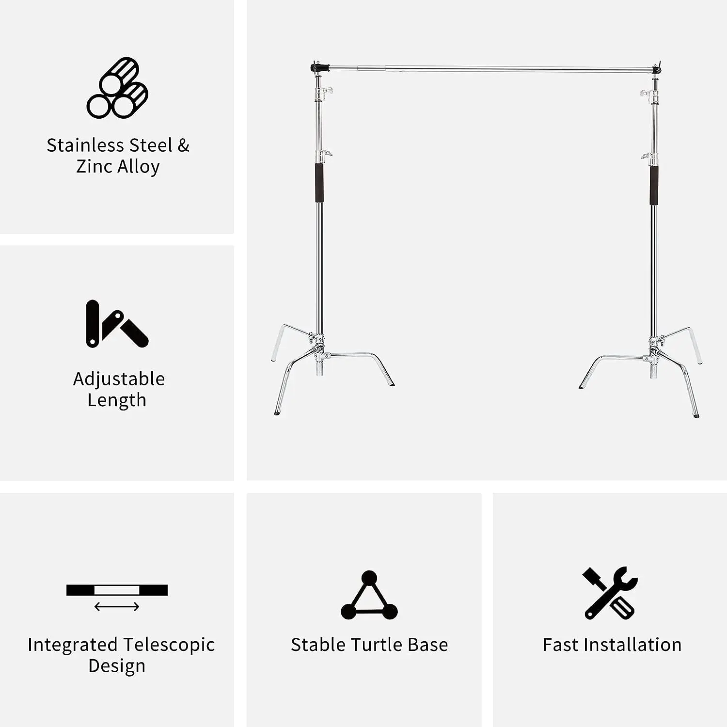 3x3M Photo Backdrop Stand Kit Heavy Duty Adjustable Photography Background Support System Stand With Crossbar for Video Studio