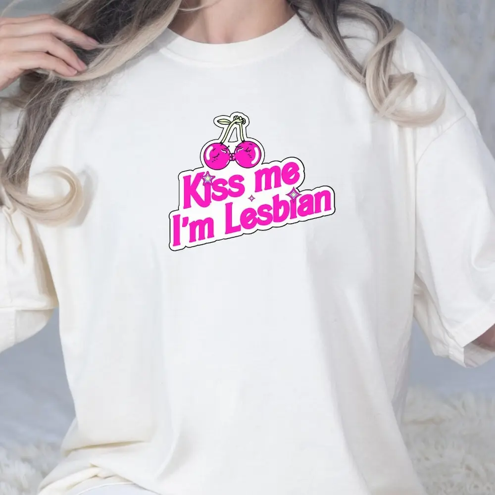 Kiss Me I'M Lesbian Pride T Shirt Comfort Colors Lgbtq Sapphic Wlw