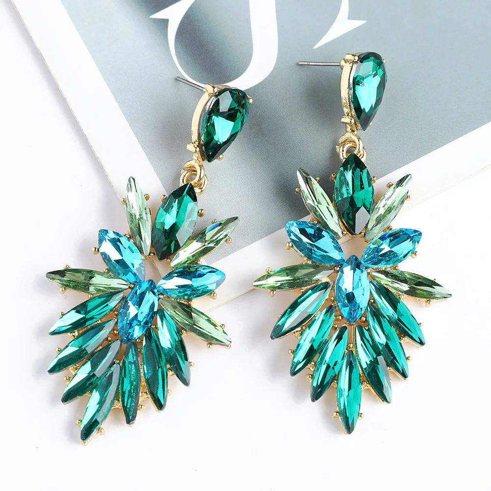 New Creative Design Geometric Teardrop Shiny Glass Dangle Drop Earrings For Women Luxury Quality Ear Accessories Pendant Jewelry
