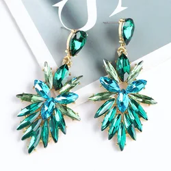 New Creative Design Geometric Teardrop Shiny Glass Dangle Drop Earrings For Women Luxury Quality Ear Accessories Pendant Jewelry