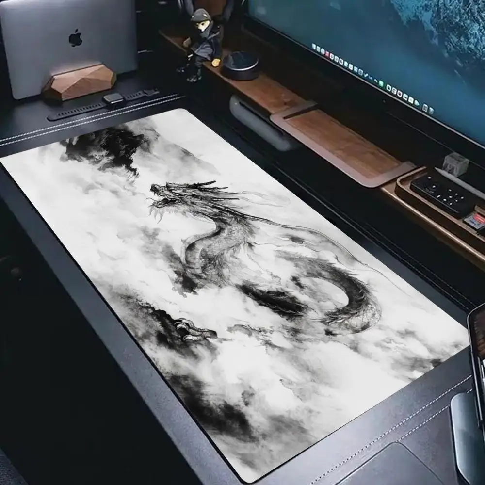 Chinese Ink Dragon Large Extended Gaming Mouse Pad Smooth Surface Non Slip Rubber Desk Mat For PC Laptop Gamer Office Decor Gift