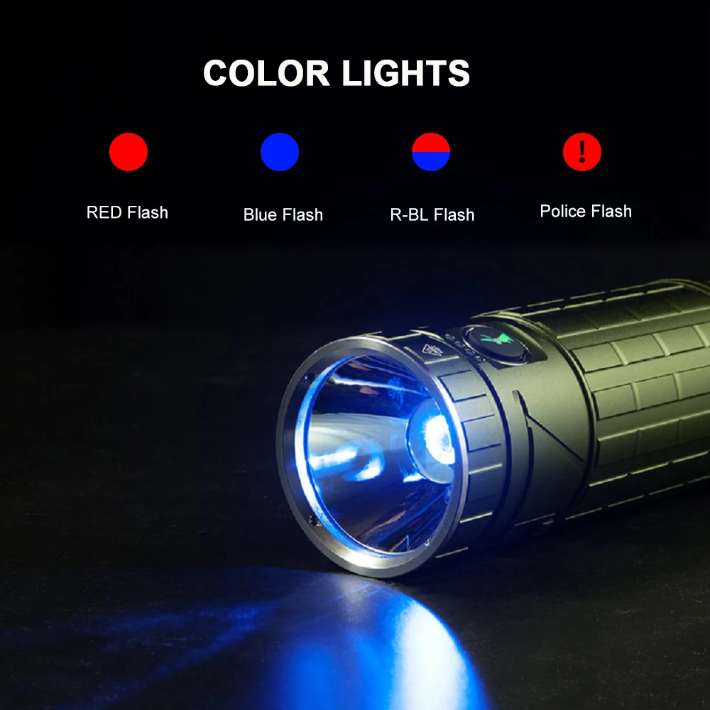 EDC Outdoor Camping Lantern Torch High Powerful LED Flashlight USB-C 46950 Battery 32000mAh Color Light Rechargeable Lamp DF2