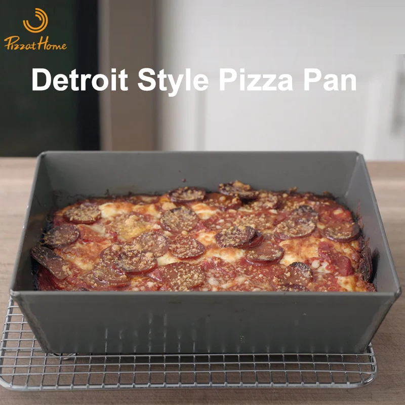 PizzAtHome Detroit Style Pizza Pan 9 Inches Pizza Pan Aluminium Alloy Non-stick Plate Pan Deep Dish Bakeware Pizza Tray