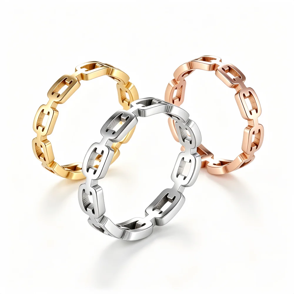 3MM Gold Color Stainless Steel Women's Ring Geometric SImple Finger Rings Colorfast Fashion Jewelry Gift Wholesale