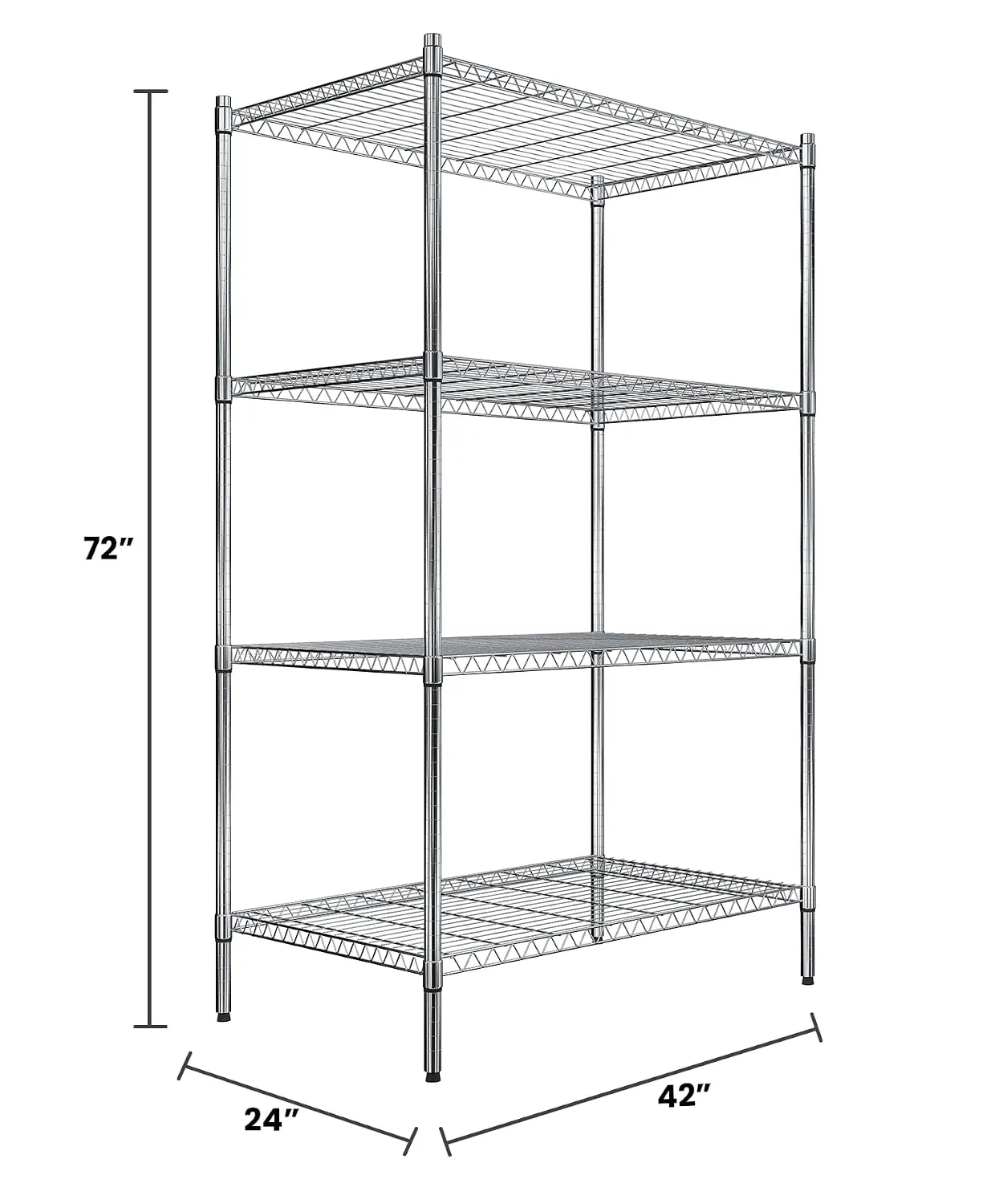 Adjustable Wire Chrome Shelving 4 Tier 72