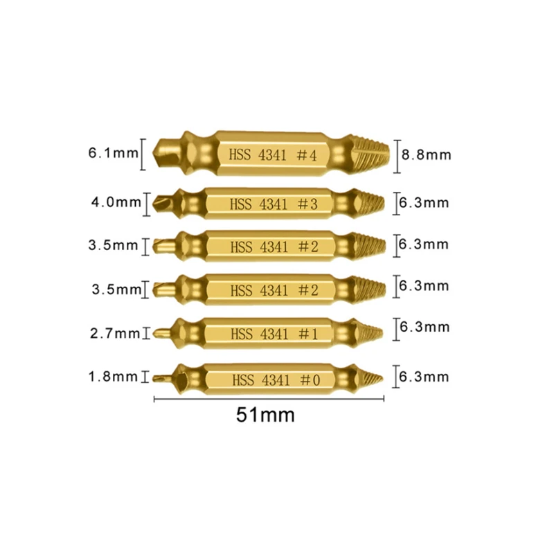 Imagem -05 - Extrator de Parafuso Danificado Conjunto de Brocas Removedor de Parafuso Despojado Retire Facilmente Ferramentas de Demolição Pcs Pcs Pcs