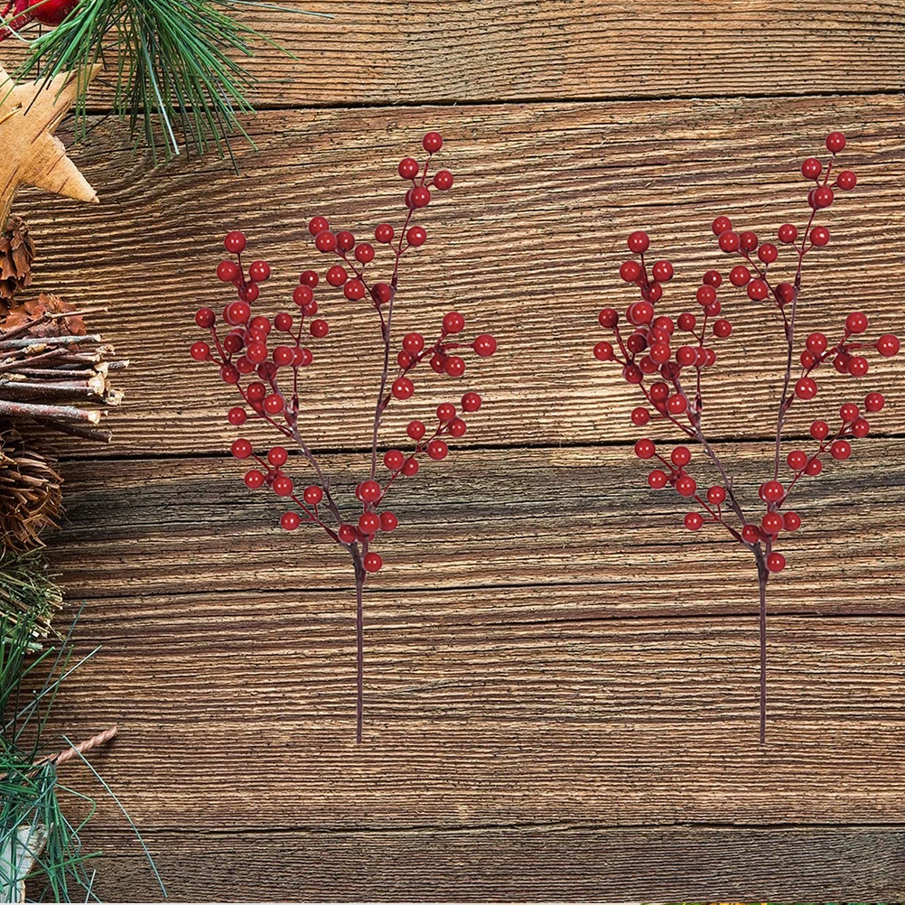 

2Pcs Simulation Berry Faux Branch Artificial Plant Decorative Ornament for Home Christmas Party Warm Atmosphere Decoration