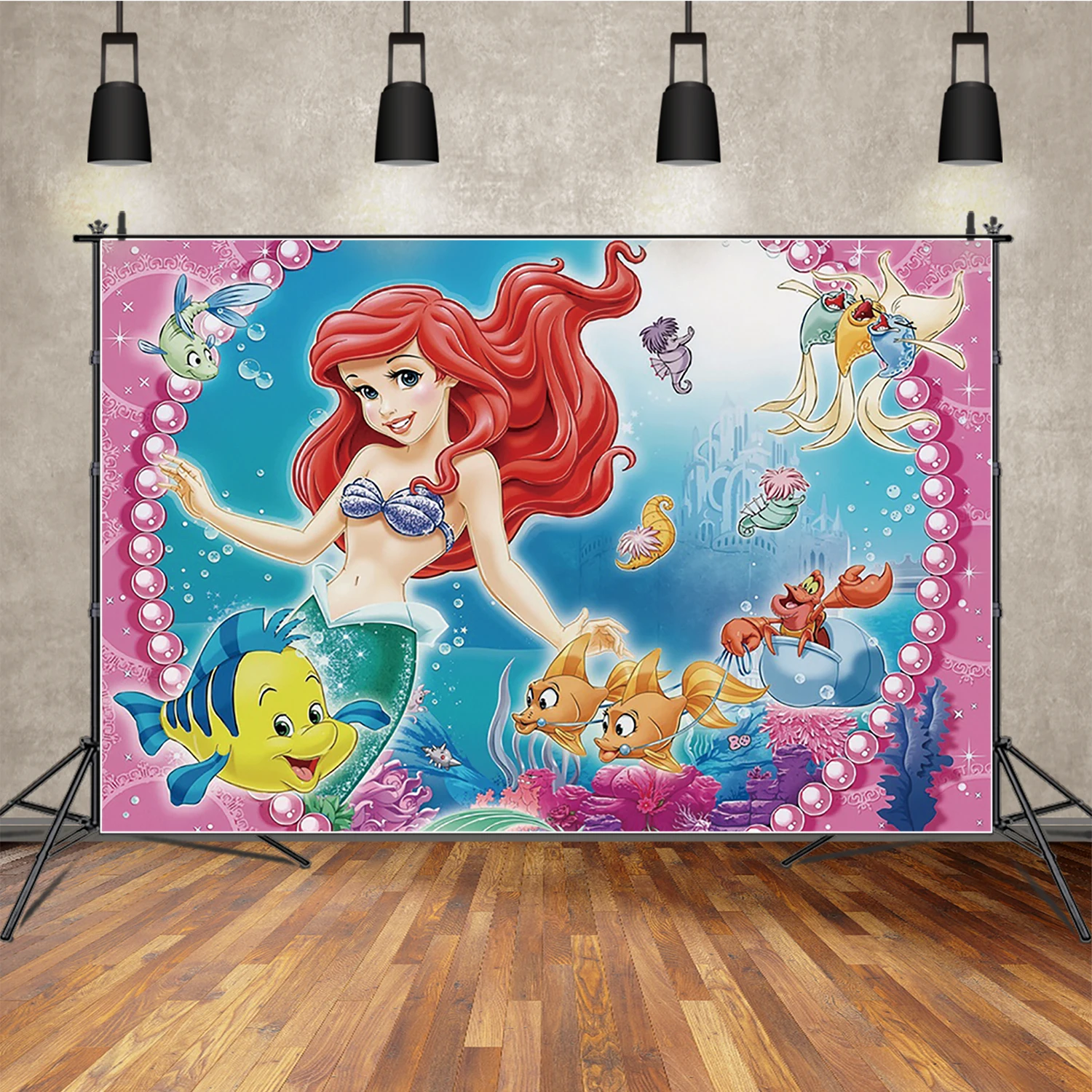 Mermaid Princess Ariel Backdrop Photography Pink Fish Portrait Background Child Photo Studio Party Decor Accessories