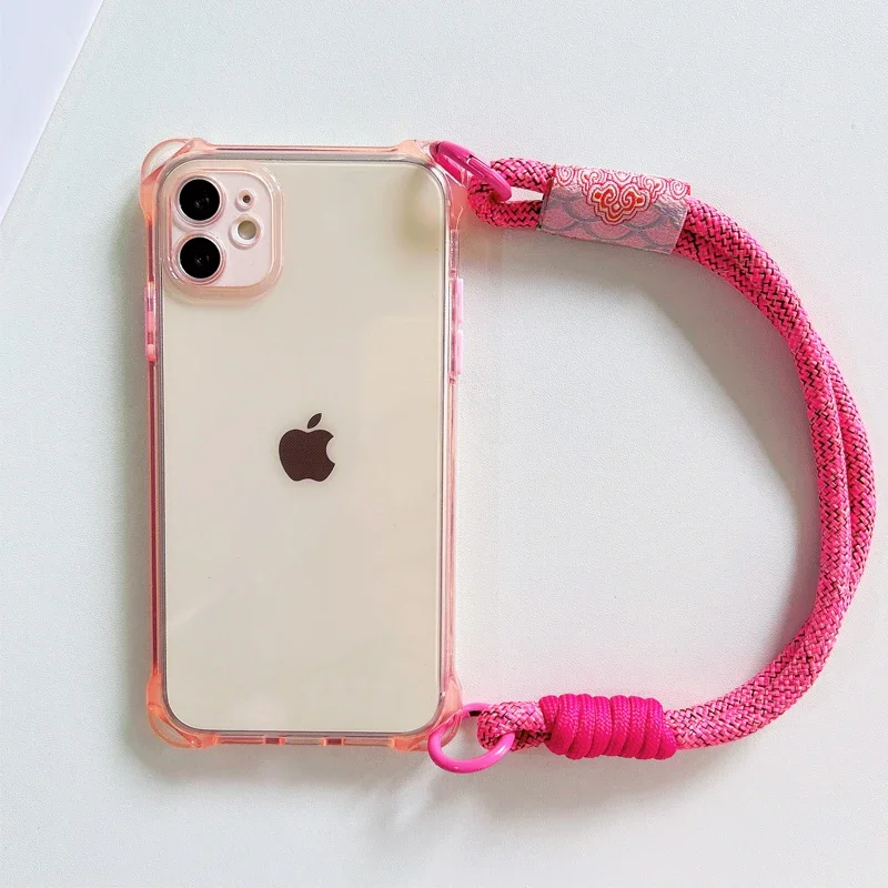 Fashion Clear Soft  Adjustable Strap Lanyard Case For iPhone 17 Air 16 15 14 11 12 13 Pro Max 16E Crossbody Necklace Cover