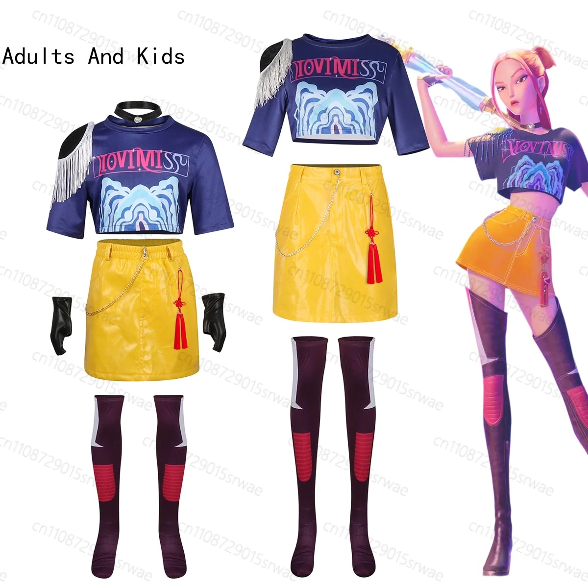 

Roleplay Adults And Kids Outfits KPOP Demon Hunters Gothic Uniform Stage Clothing Mira Anime Movie Cosplay Costume