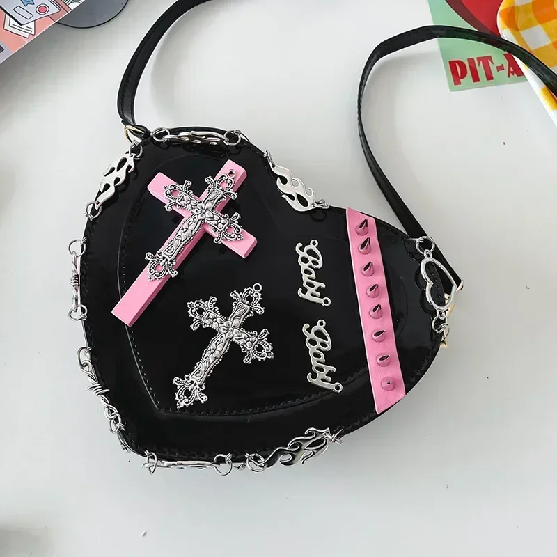 Popularna, modna torebka damska typu Crossbody z łańcuchem Punk PU 2024 nowa modna damska torba na ramię torebka o dużej pojemności