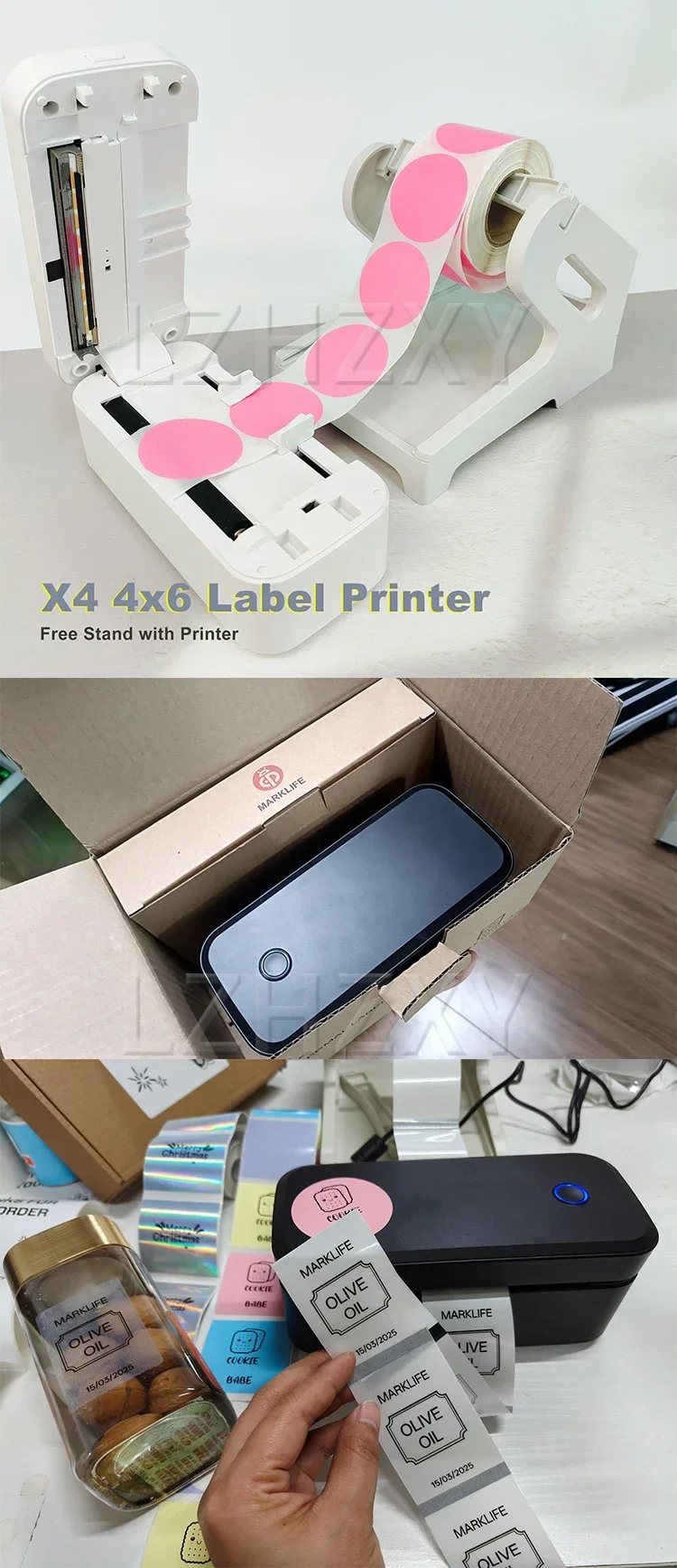 X4 Mini Bluetooth 4x6-inch Thermal Label Printer, Support iOS Android Windows