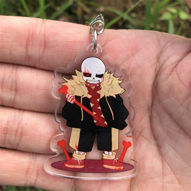Game Papyrus Asgore Asriel Chara Keychain Cosplay Accessories Cartoon Key Chain Pendant Badge