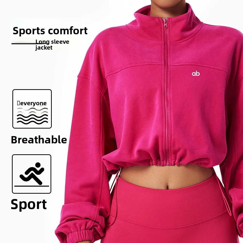 Women Zip‑Up Drawstring Yoga Jacket Loose Fit Lightweight Breathable Long Sleeve Hoodie Fitness Hiking Outdoor Sports