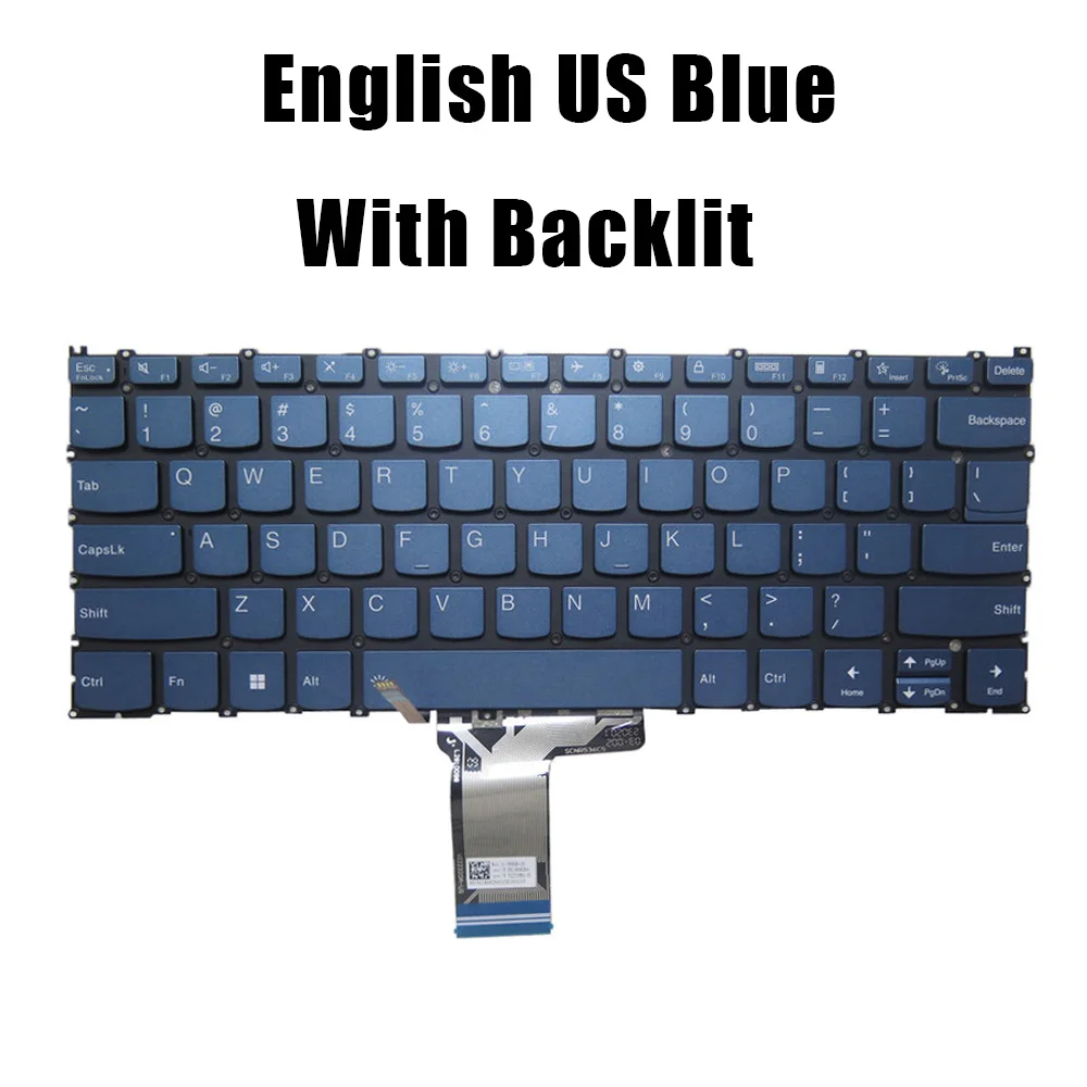US/SW Grey/Blue Laptop Keyboard For Lenovo For IdeaPad Slim 3 14ABR8/14AMN8/14IRH8/14IRU9/14ITN9/5 Light 14ABR8 Yoga 7 14ARP8