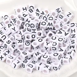 Cuentas espaciadoras sueltas de acrílico para fabricación de joyas, accesorios de pulsera Diy, letras del alfabeto, A-Z redondo blanco, 6MM, 7MM