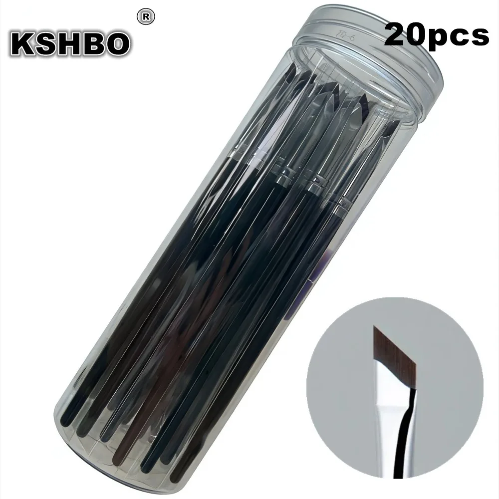 20pcs/Set Portable Small Angled Eyebrow Liner Brush Women Makeup Cosmetic Tools Eyebrow Eyeliner Brush for Brow Contour With box