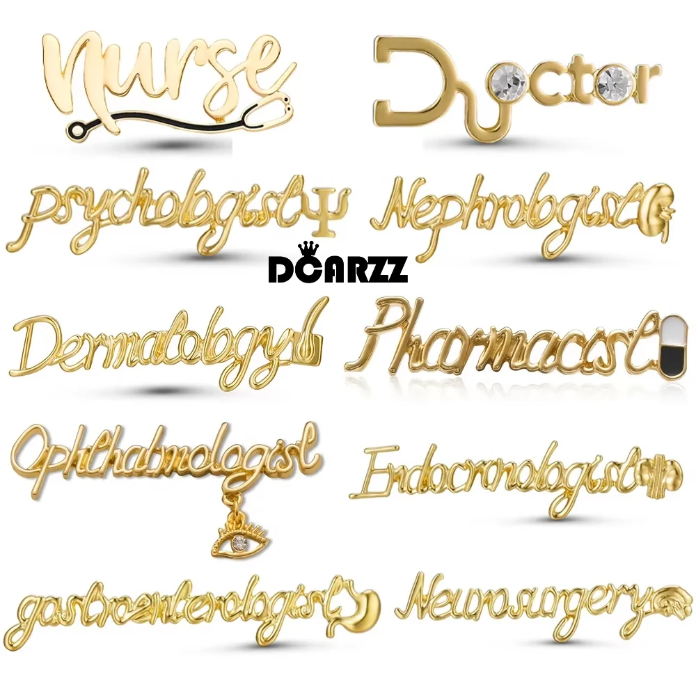 DCARZZ Medical Signature Brooches Pins Set Pharmacist Psychology Badge Medal Jewelry Accessories for Doctor Nurse Gifts