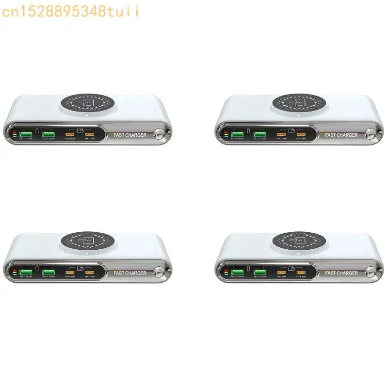 Y4QF PD45W +PD30W Wireless Charging Station 2xUSB+2xType C Fast Charging Adapter For Phones Tablets Laptops