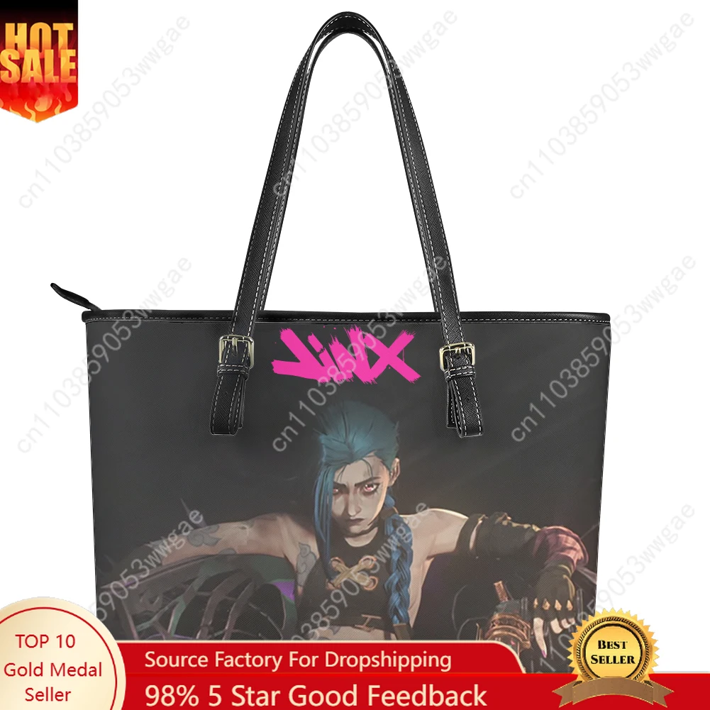 

Jinx Handbag Womens Mens Vintage Personalized Tote Bags Shoulder Bag Business Leather Purse Travel Fashion Anime Custom Bag Gift