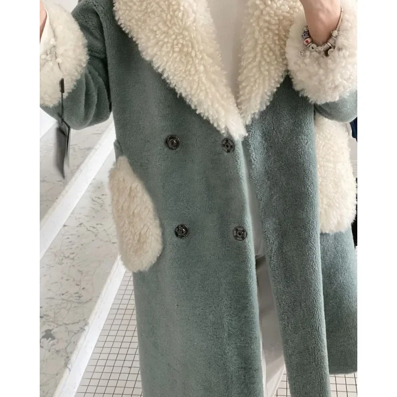 Women Fashion Winter Fur Jacket Elegant Y2K Outdoor Long Overcoat Lady Keep Warm Casual Plush Woolen Cardigan Coat