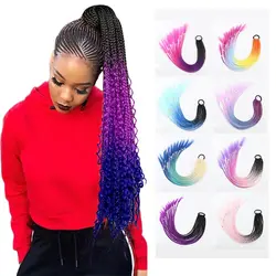 24Inch Synthetic Long Hair Braid Colorful Headband Ponytail Colorful Personality Headwear Suitable For Everyday Life