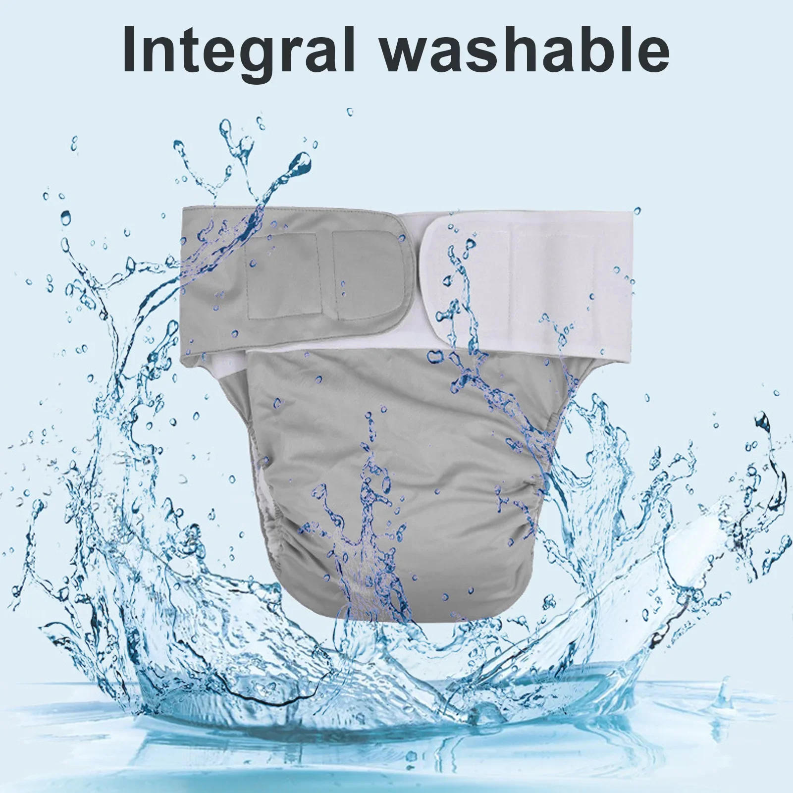 Adult Cloth Diaper Nappy Reusable Washable Breathable Waterproof for Teen Disabled Gray Adult Cloth Nappy Diaper