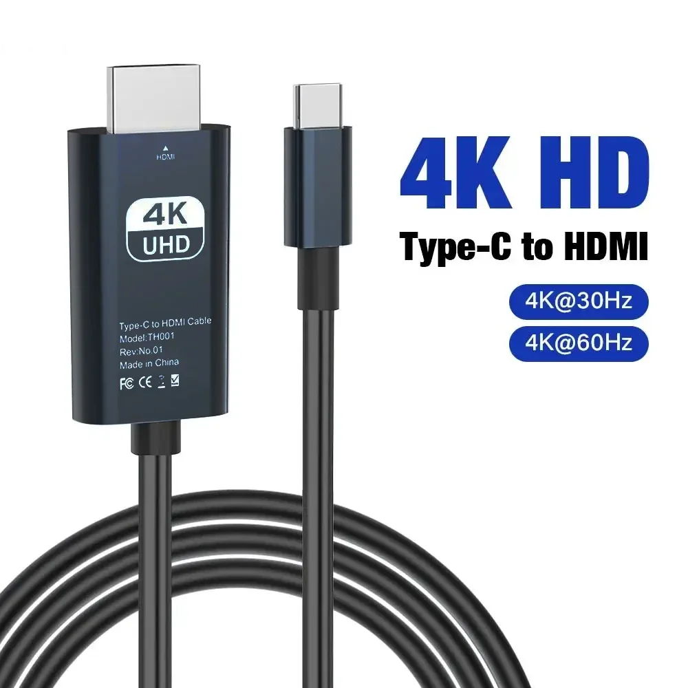 USB 3.0 Type-C to HDMI-Compatible Cable Adapter 4K 60Hz High Speed Ethernet HDMI Cable for Projector HDTV Tablet Smart TV Stick