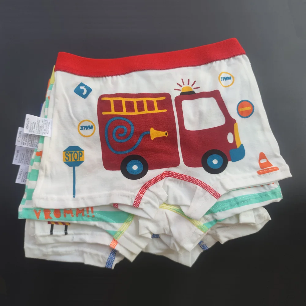 Children's Underwear Boy Panties Underpants  Engineering Vehicle Cars Fire Engine Comfortable Shorts Briefs Boxers For Kids