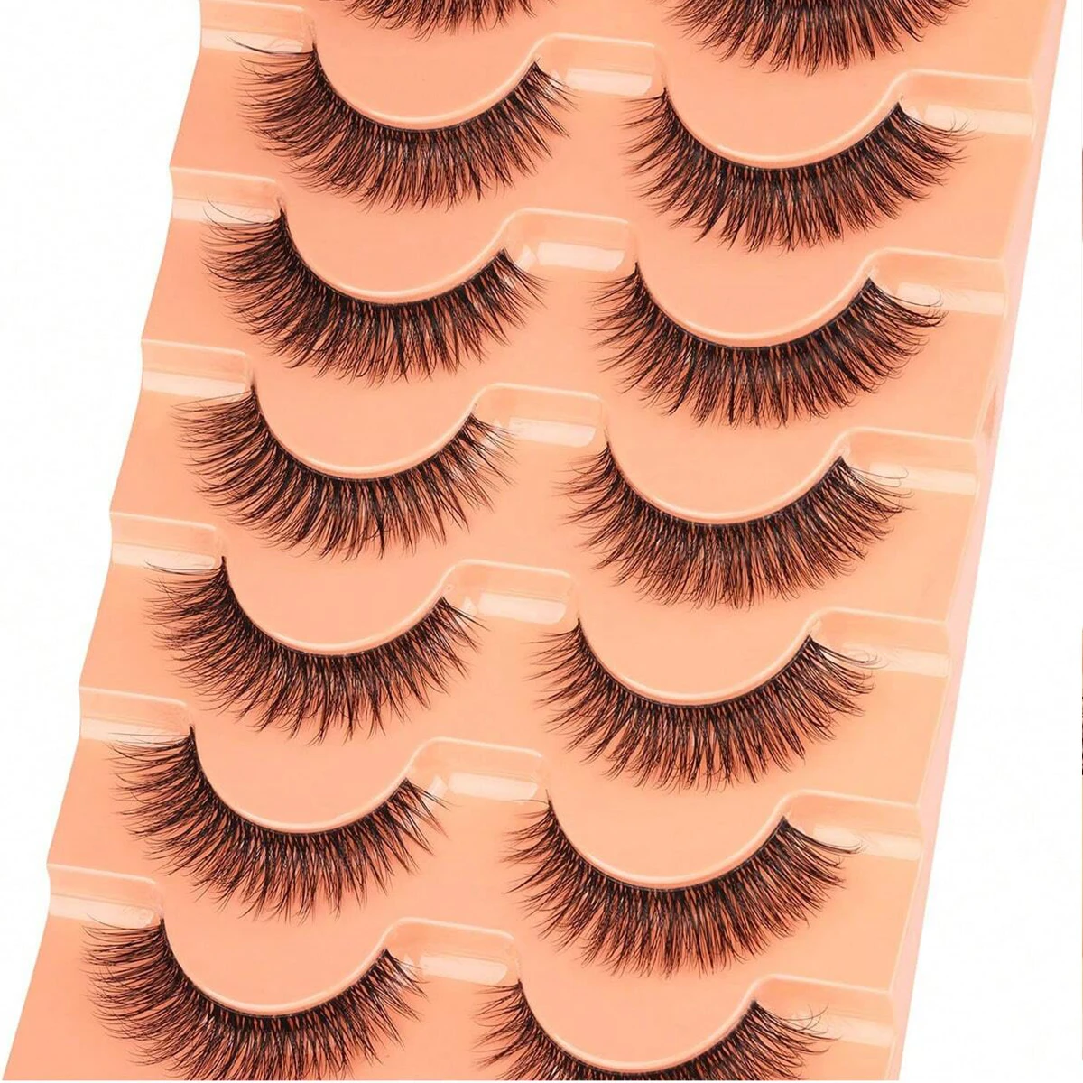 7 Pair 12MM Lashes Mink False Eyelashes Natural Wispy Lashes Soft Faux Mink Lashes Fluffy False Lashes