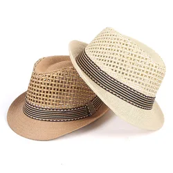 Sombrero de paja para bebé, gorra de Jazz elegante, visera solar, sombreros de playa para niños, gorras al aire libre para niños y niñas de 1 a 3 años