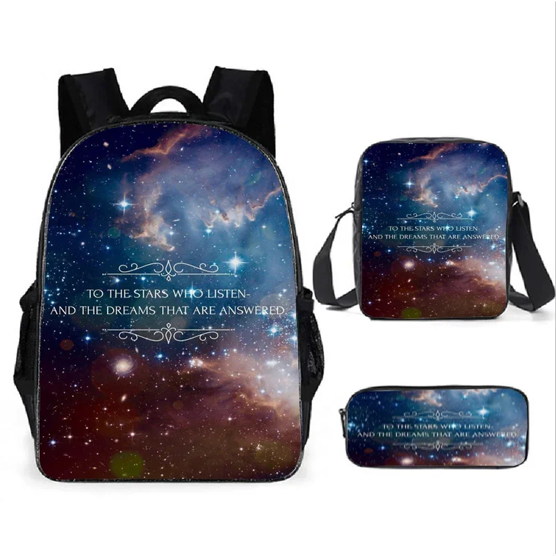 Sarah J Maas Game Anime Children Backpack Kids Student pencil bags stationery box laptop mochila children Gifts Three-Piece S01