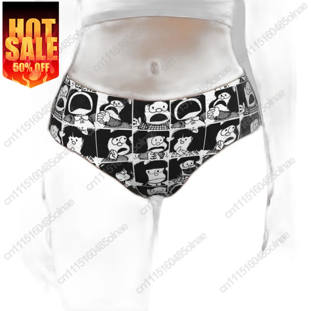 Custom Women's Quino Comic Cartoon Mafalda Underwear Sock Female Stretch Brief Panties Briefs Underpants
